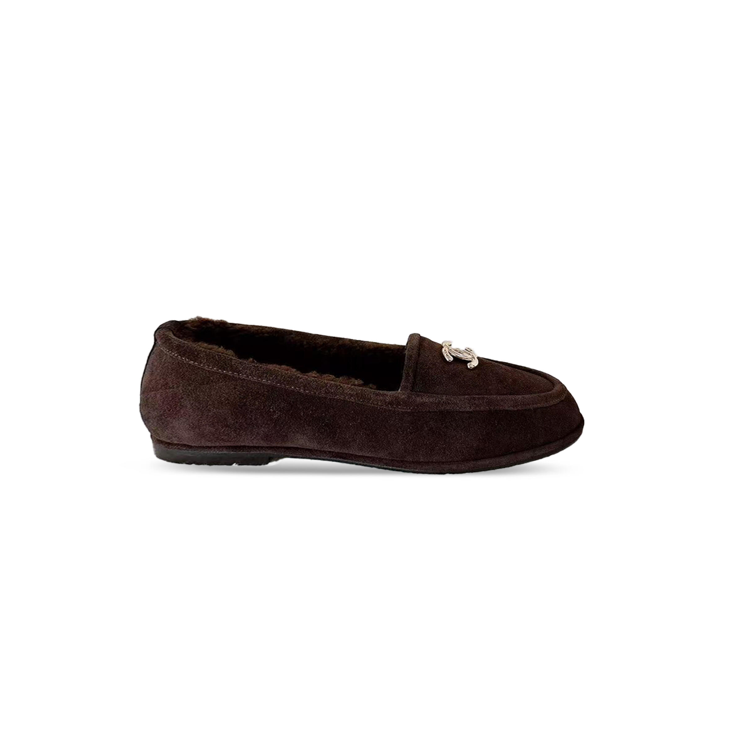 Ch*el suede calfskin cc loafers g45886